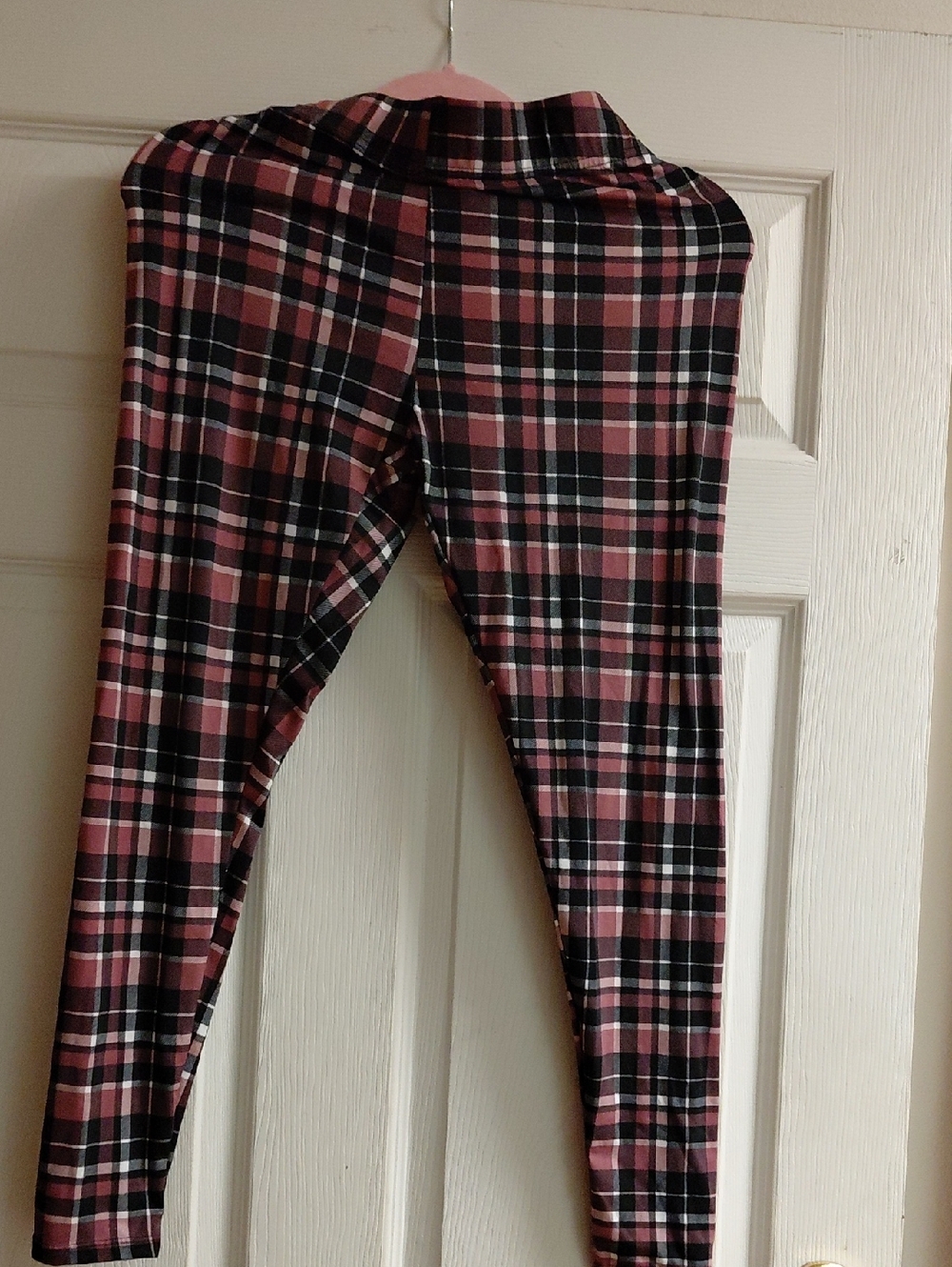 just be Pink & Black Plaid Leggings